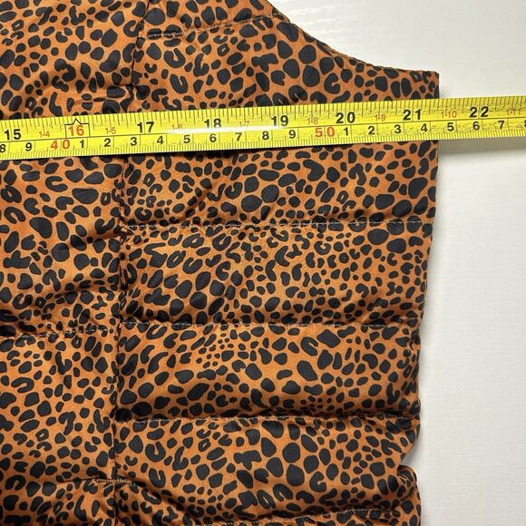 Lands End Womens Burnt Orange Leopard Print Down Puffer Vest Size Medium - Picture 7 of 9